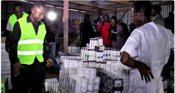 Suspected Dealer Of Expired Products Arrested In Kirikiri, Lagos. Photo